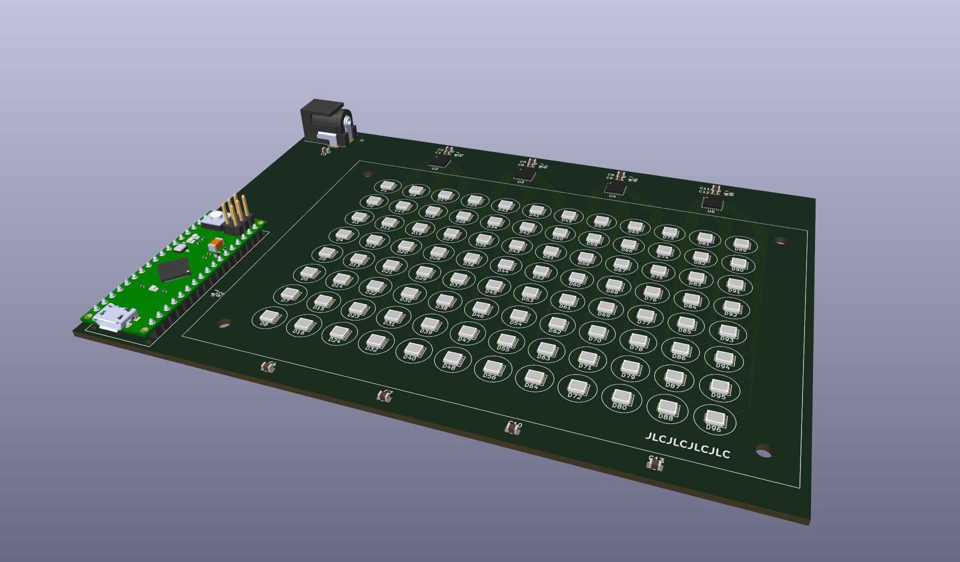 3D view of the 96-well LED plate PCB